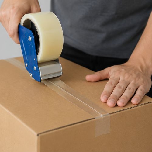 Sealing a box with packaging tape